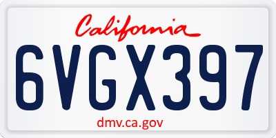 CA license plate 6VGX397