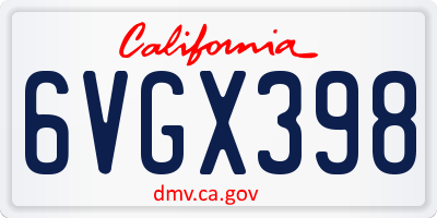 CA license plate 6VGX398