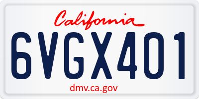 CA license plate 6VGX401