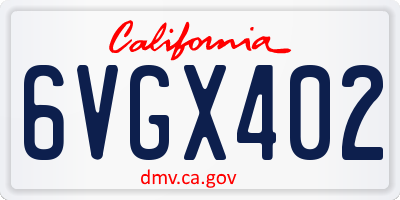 CA license plate 6VGX402