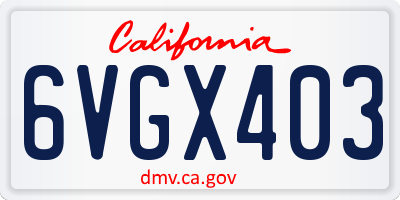 CA license plate 6VGX403