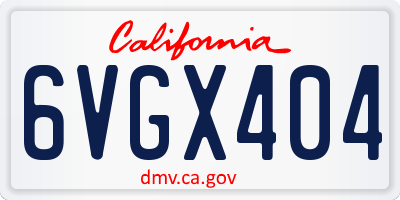 CA license plate 6VGX404