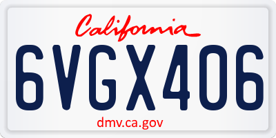 CA license plate 6VGX406