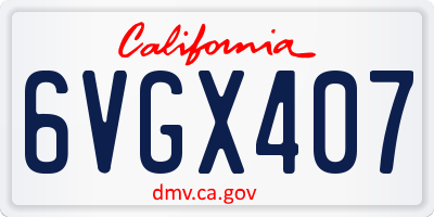 CA license plate 6VGX407
