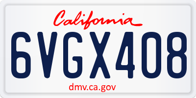 CA license plate 6VGX408