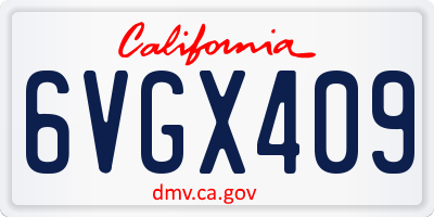 CA license plate 6VGX409