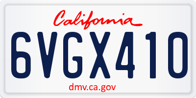 CA license plate 6VGX410