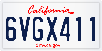 CA license plate 6VGX411
