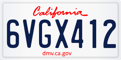 CA license plate 6VGX412