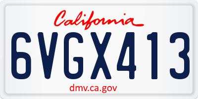 CA license plate 6VGX413
