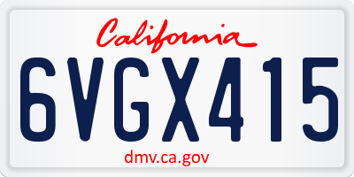 CA license plate 6VGX415