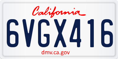 CA license plate 6VGX416