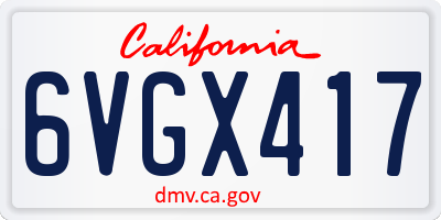 CA license plate 6VGX417