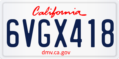 CA license plate 6VGX418
