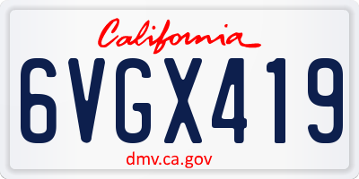 CA license plate 6VGX419