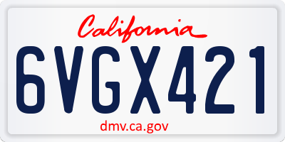 CA license plate 6VGX421