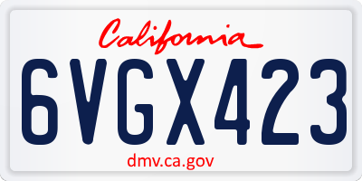 CA license plate 6VGX423