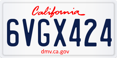 CA license plate 6VGX424
