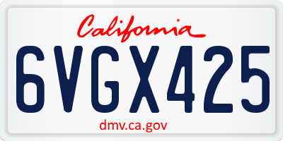 CA license plate 6VGX425