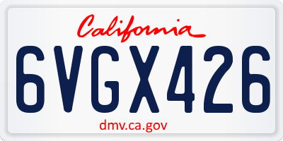 CA license plate 6VGX426