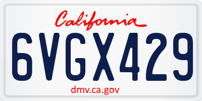 CA license plate 6VGX429
