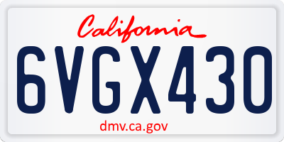 CA license plate 6VGX430