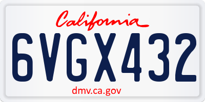 CA license plate 6VGX432