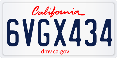 CA license plate 6VGX434