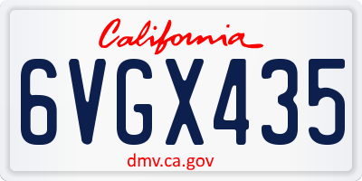 CA license plate 6VGX435