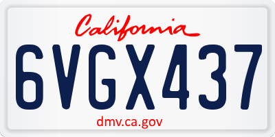 CA license plate 6VGX437