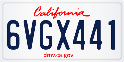 CA license plate 6VGX441