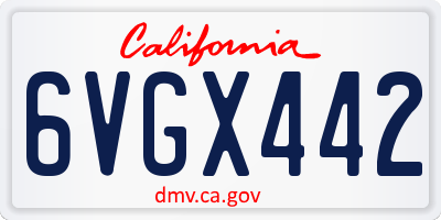 CA license plate 6VGX442