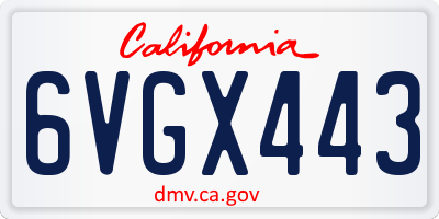 CA license plate 6VGX443