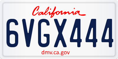CA license plate 6VGX444