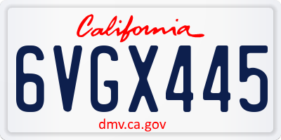 CA license plate 6VGX445