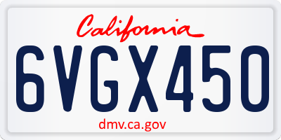 CA license plate 6VGX450