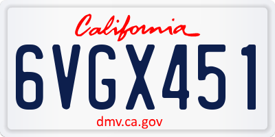 CA license plate 6VGX451