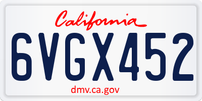 CA license plate 6VGX452