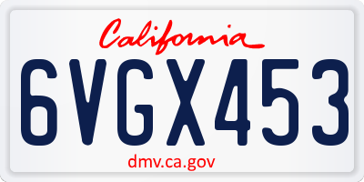 CA license plate 6VGX453