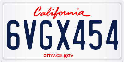 CA license plate 6VGX454