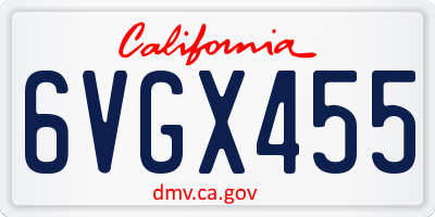 CA license plate 6VGX455
