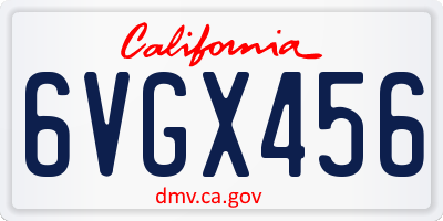 CA license plate 6VGX456