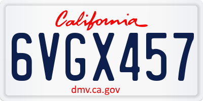 CA license plate 6VGX457