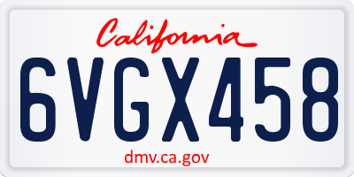 CA license plate 6VGX458