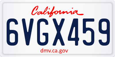 CA license plate 6VGX459