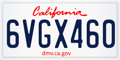 CA license plate 6VGX460