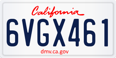CA license plate 6VGX461