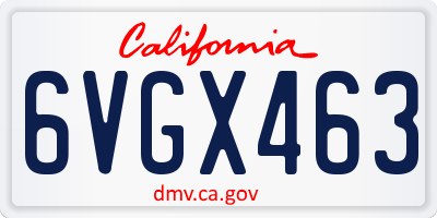 CA license plate 6VGX463