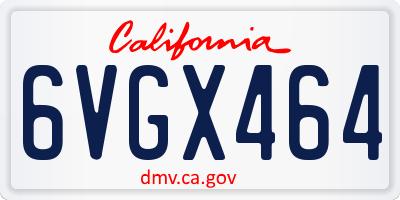 CA license plate 6VGX464
