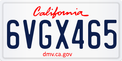 CA license plate 6VGX465